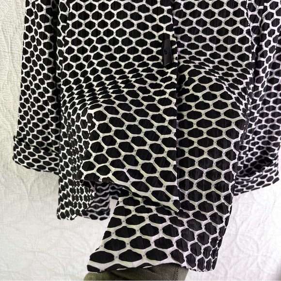 Joseph Ribkoff Swing Jacket Womens 6 Asymmetric Geometric Black White Textured - Picture 7 of 16